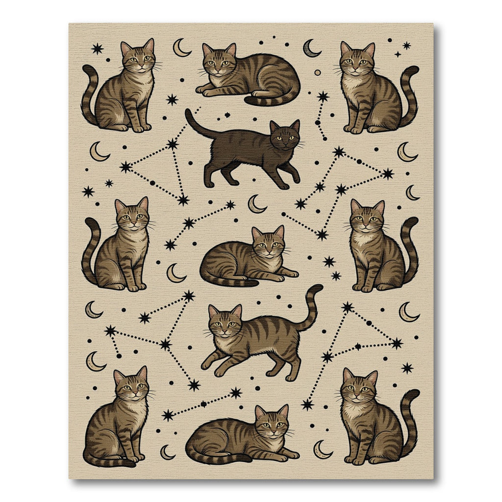 Celestial Tabby Cat Constellation Neutral Rug