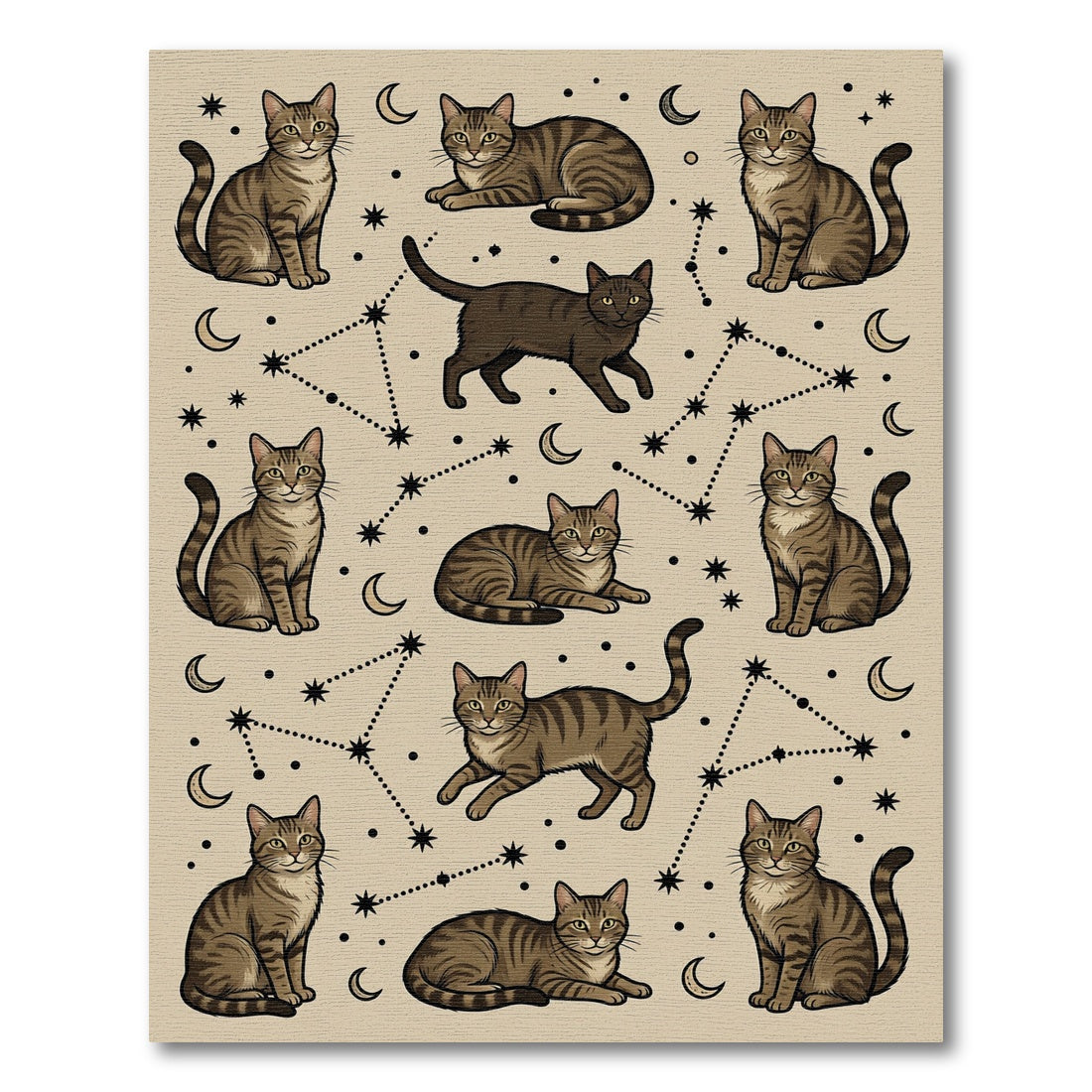 Celestial Tabby Cat Constellation Neutral Rug