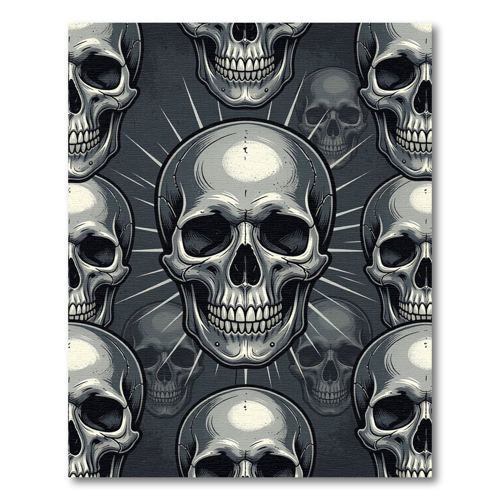 Edgy Monochrome Repeating Skull Graphic Rug