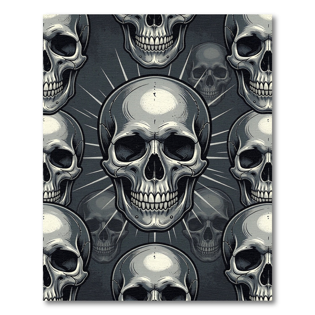 Edgy Monochrome Repeating Skull Graphic Rug