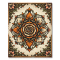 Antique Orange Rose Botanical Medallion Rug