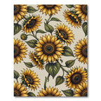 Cheerful Golden Sunflower Botanical Illustration Rug