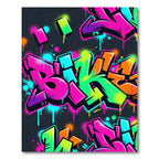 Vibrant Neon Graffiti Street Art Rug