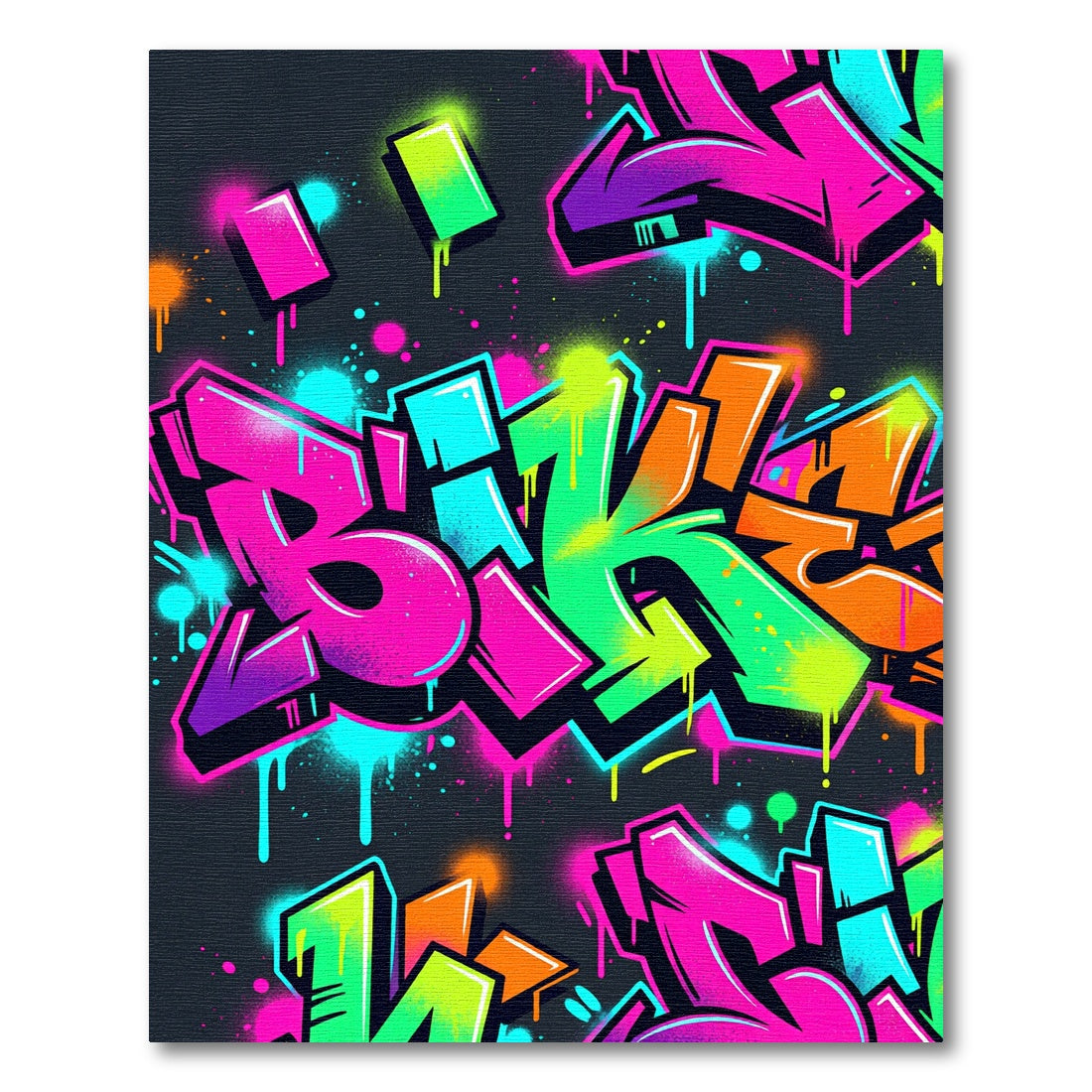 Vibrant Neon Graffiti Street Art Rug