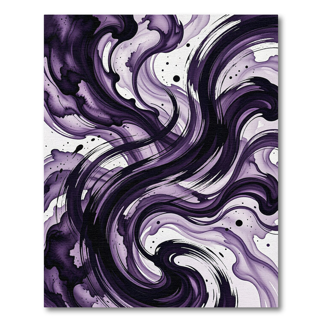 Abstract Deep Purple Ink Swirl Rug