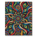 Vibrant Peacock Feather Mandala Medallion Rug