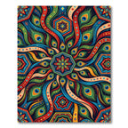 Vibrant Peacock Feather Mandala Medallion Rug