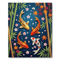 Zen Koi Pond with Falling Blossoms Rug