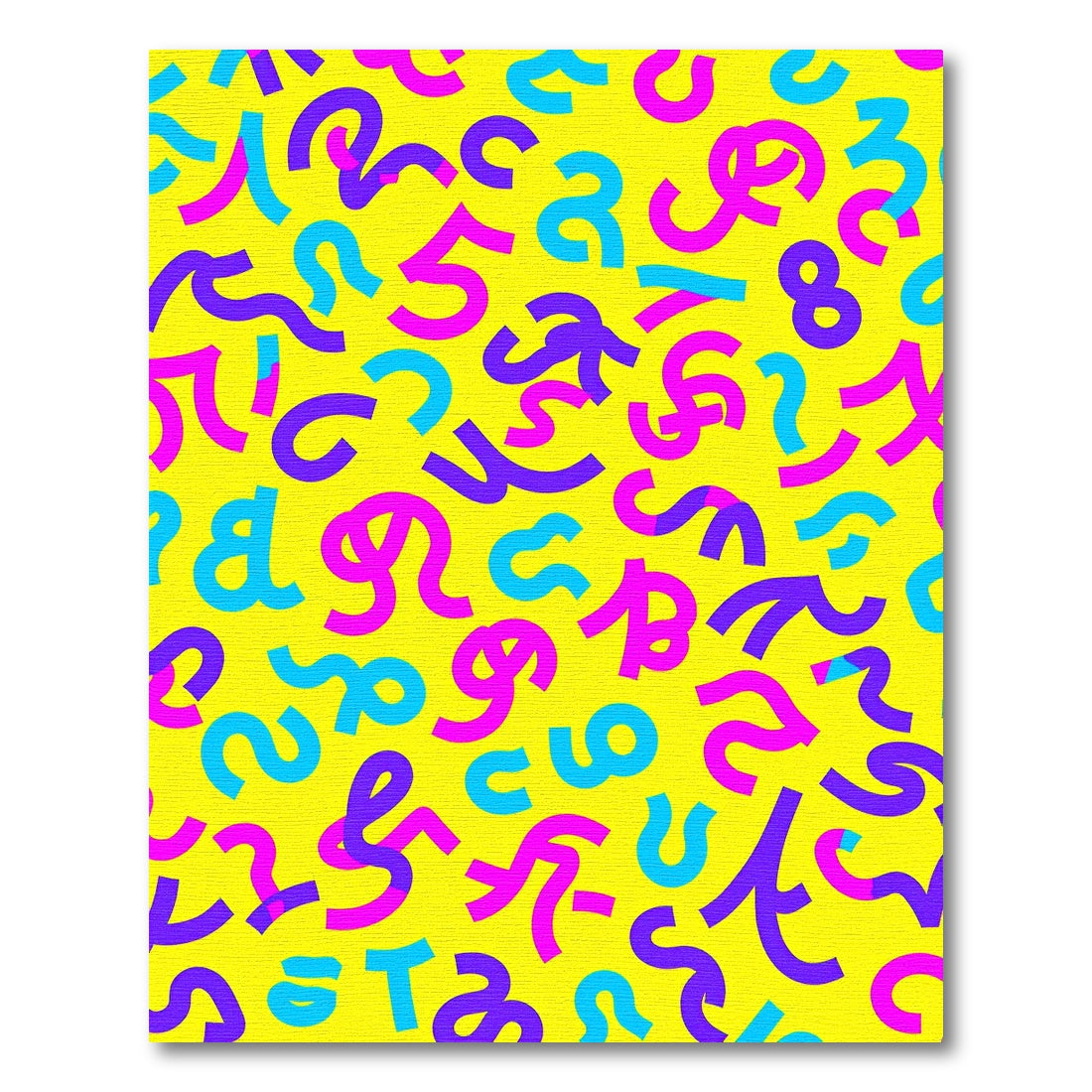 Bright Yellow Playful Numeral Splash Rug