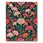 Ornate Pink Orange Carnation Flourish Rug