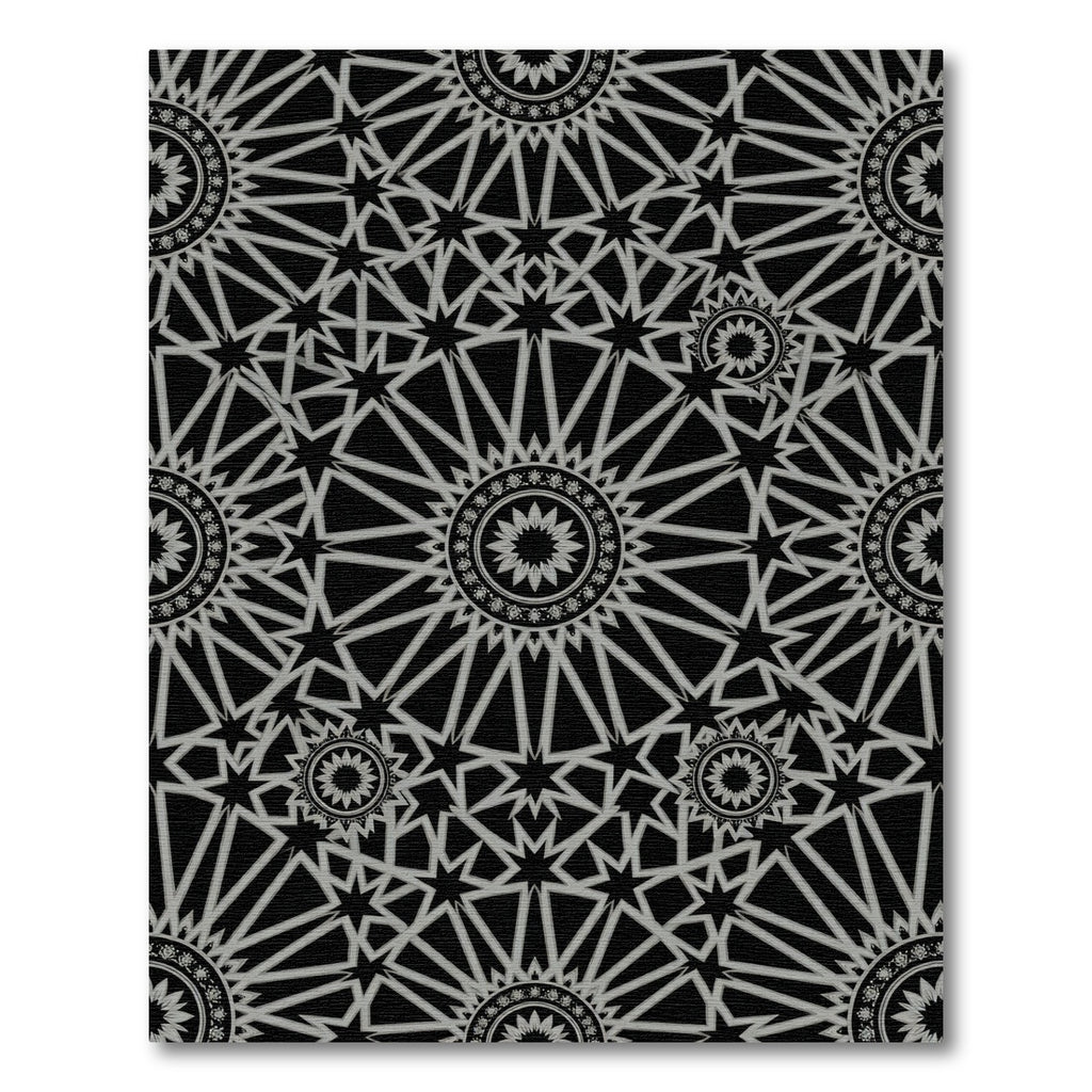 Monochrome Geometric Starburst Mandala Rug