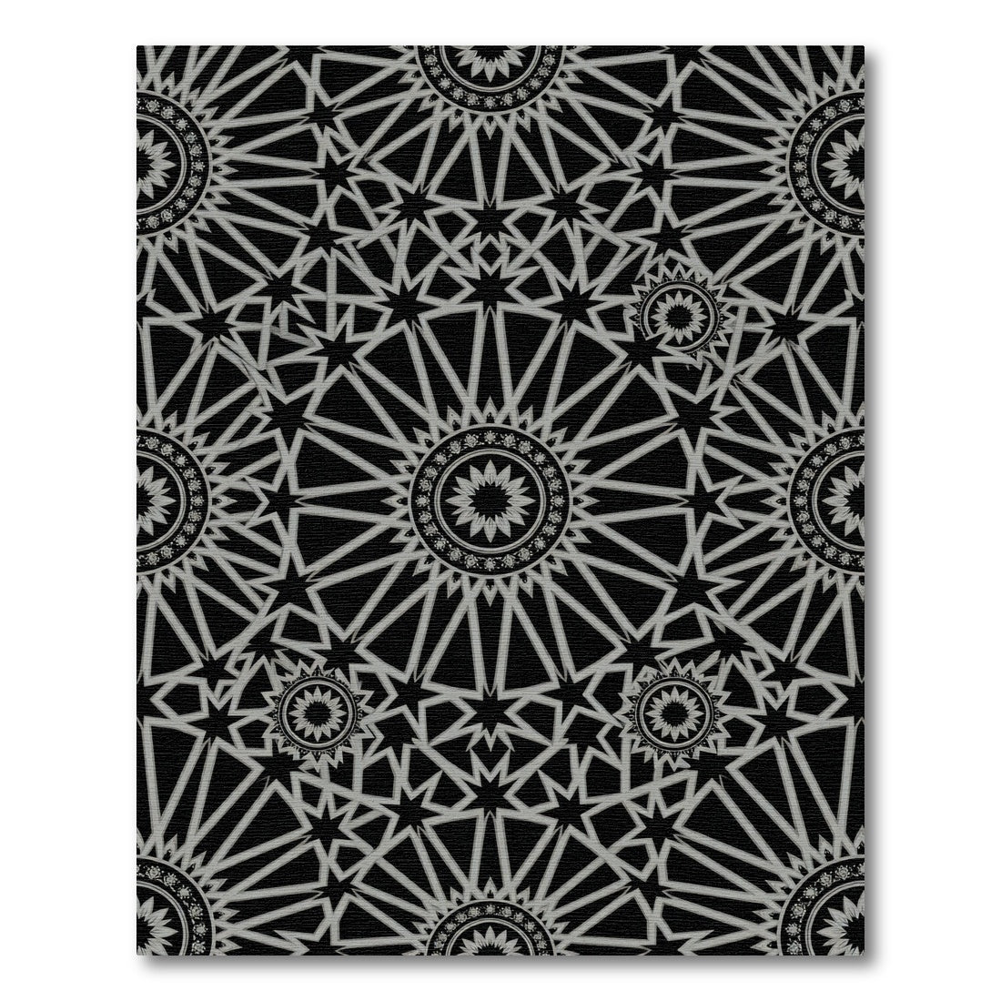 Monochrome Geometric Starburst Mandala Rug