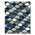 Navy Coastal Seashell Japanese Wave Art Rug