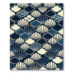 Navy Coastal Seashell Japanese Wave Art Rug