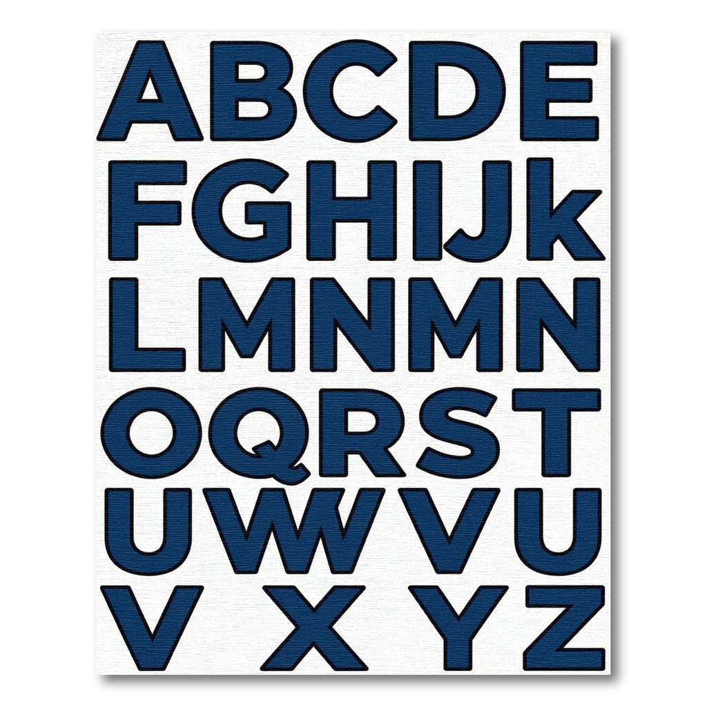 Bold Navy Blue Alphabet Typography Rug
