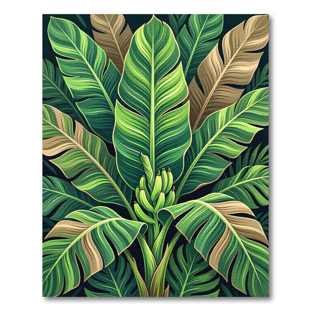 Vibrant Green Banana Leaf Foliage Rug