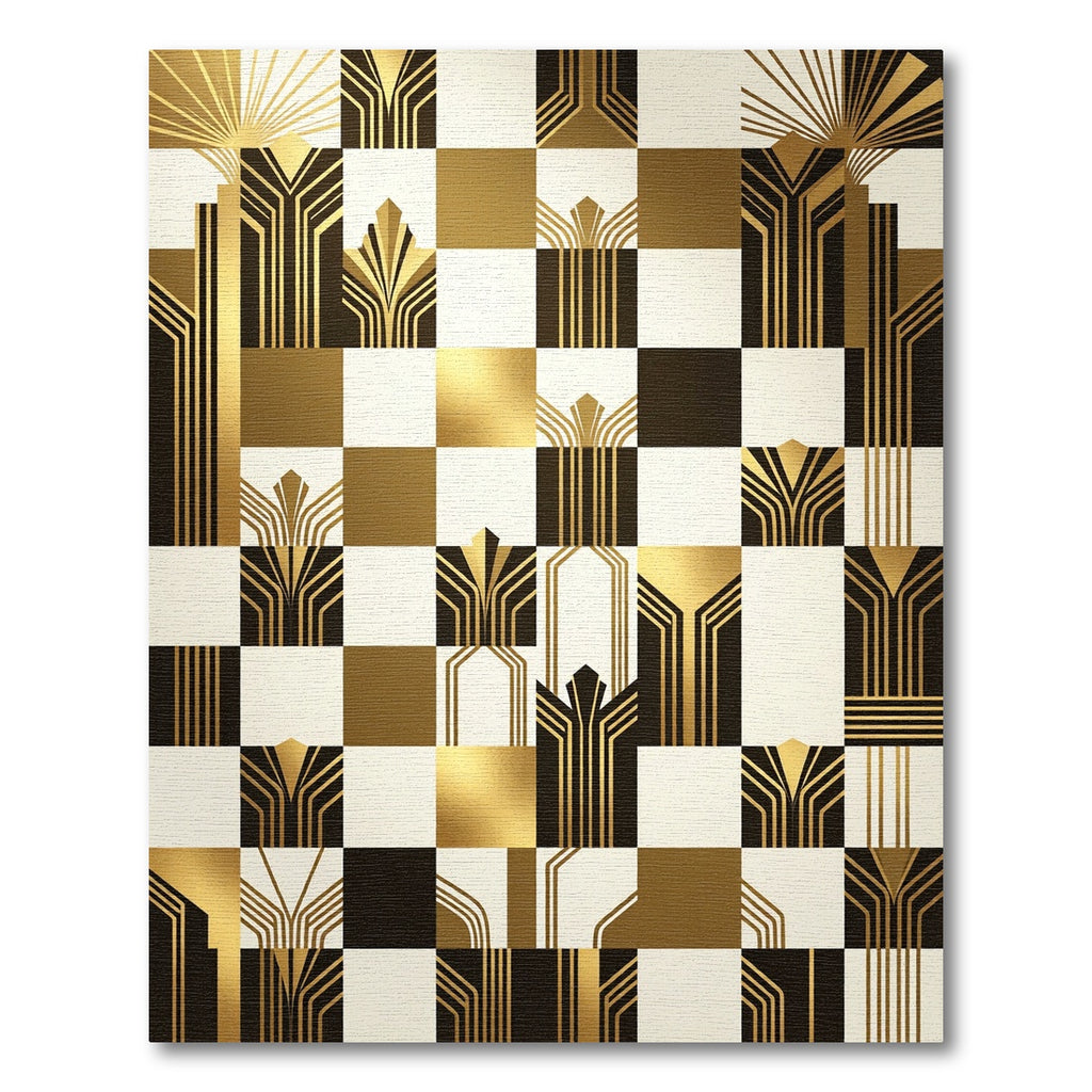 Gold Black White Geometric Arch Rug