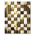 Gold Black White Geometric Arch Rug