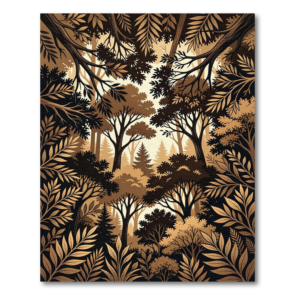 Monochromatic Woodland Canopy Forest View Rug