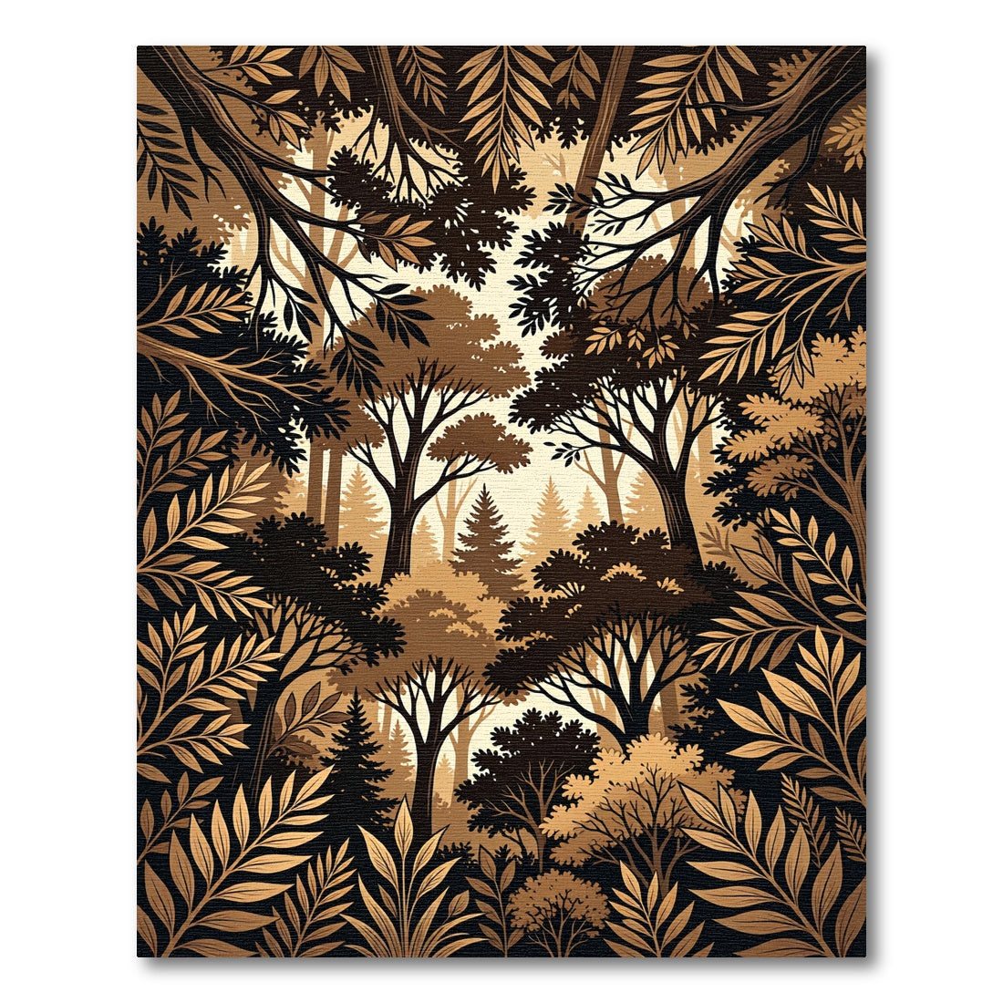 Monochromatic Woodland Canopy Forest View Rug