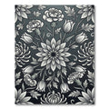 Monochromatic Floral Symmetry Botanical Rug