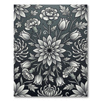 Monochromatic Floral Symmetry Botanical Rug