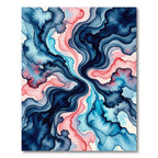 Abstract Navy Coral Swirls Rug