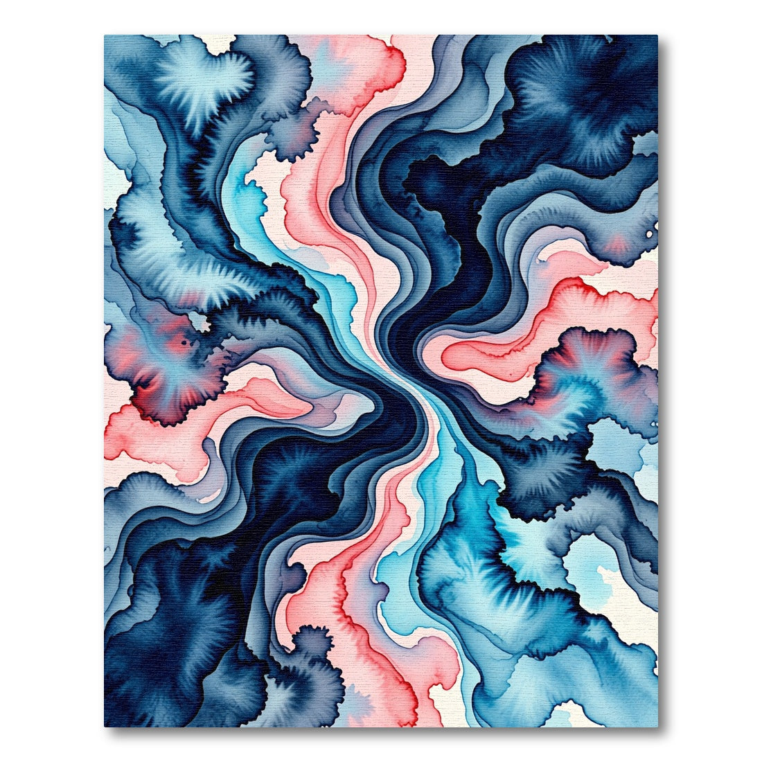Abstract Navy Coral Swirls Rug