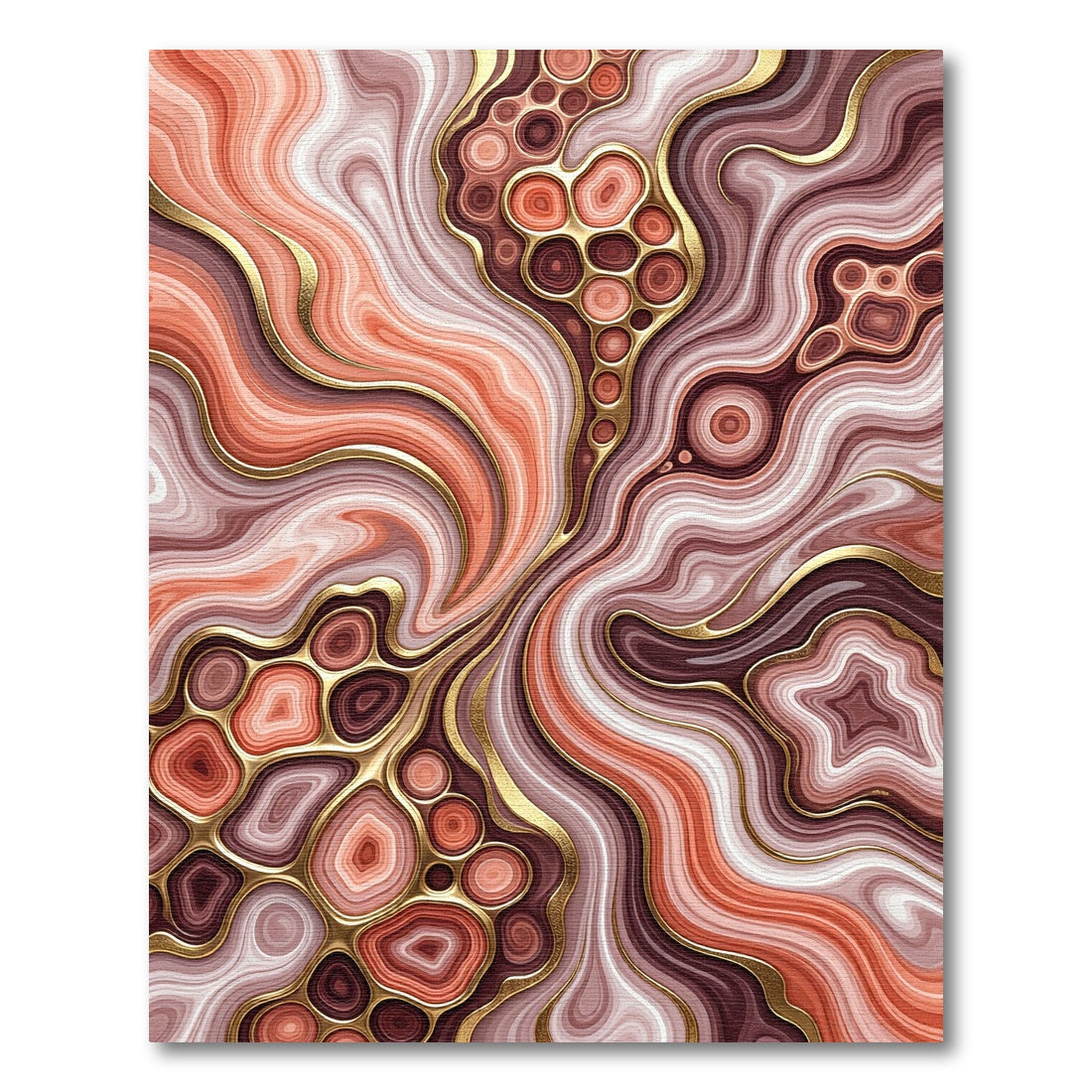 Abstract Terracotta Fluid Agate Gold Overlay Rug