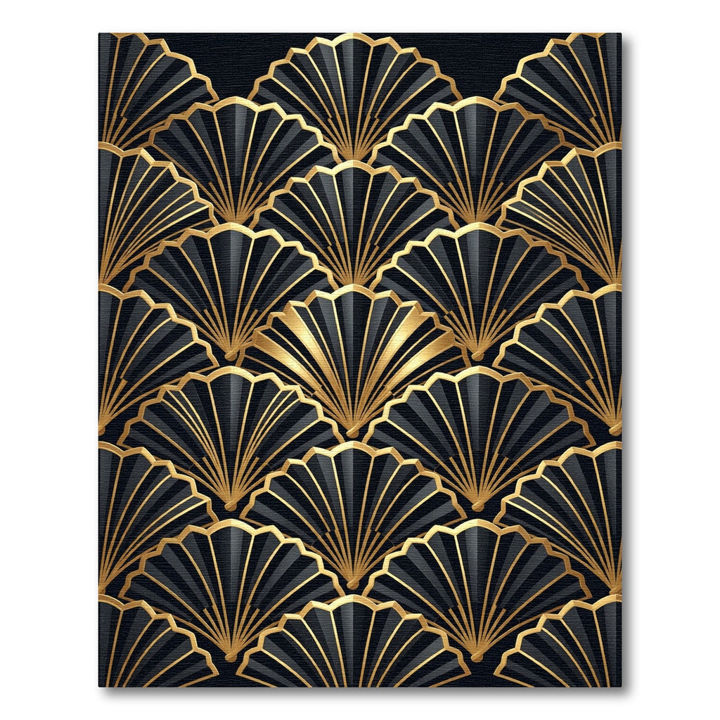 Black Golden Art Deco Fan Rug