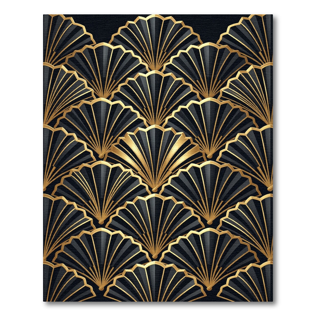 Black Golden Art Deco Fan Rug