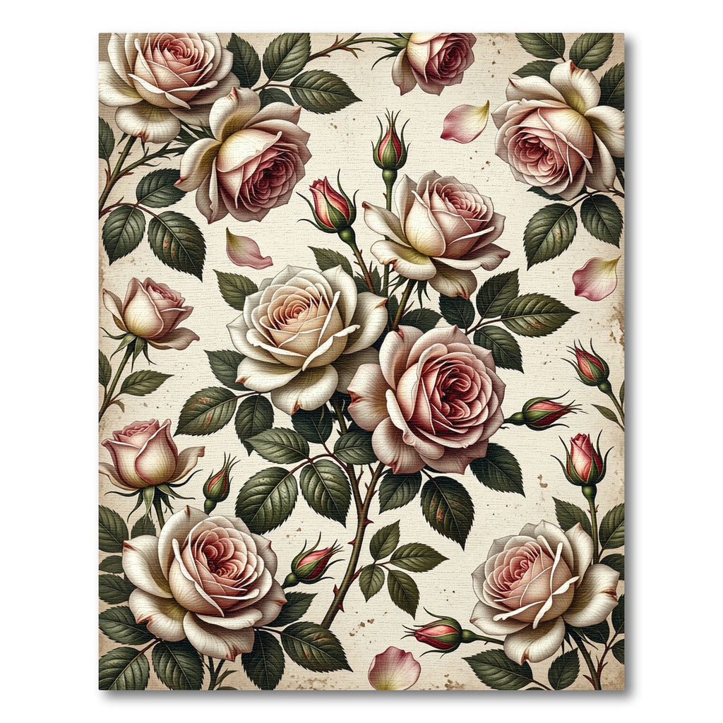 Vintage Rose Blossom Garden Panorama Rug