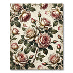 Vintage Rose Blossom Garden Panorama Rug