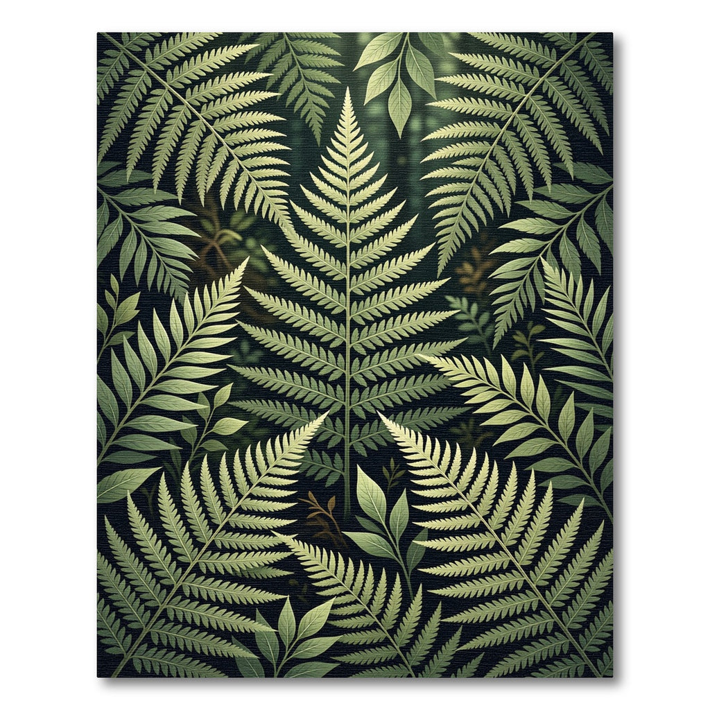 Emerald Green Fern Forest Pattern Rug