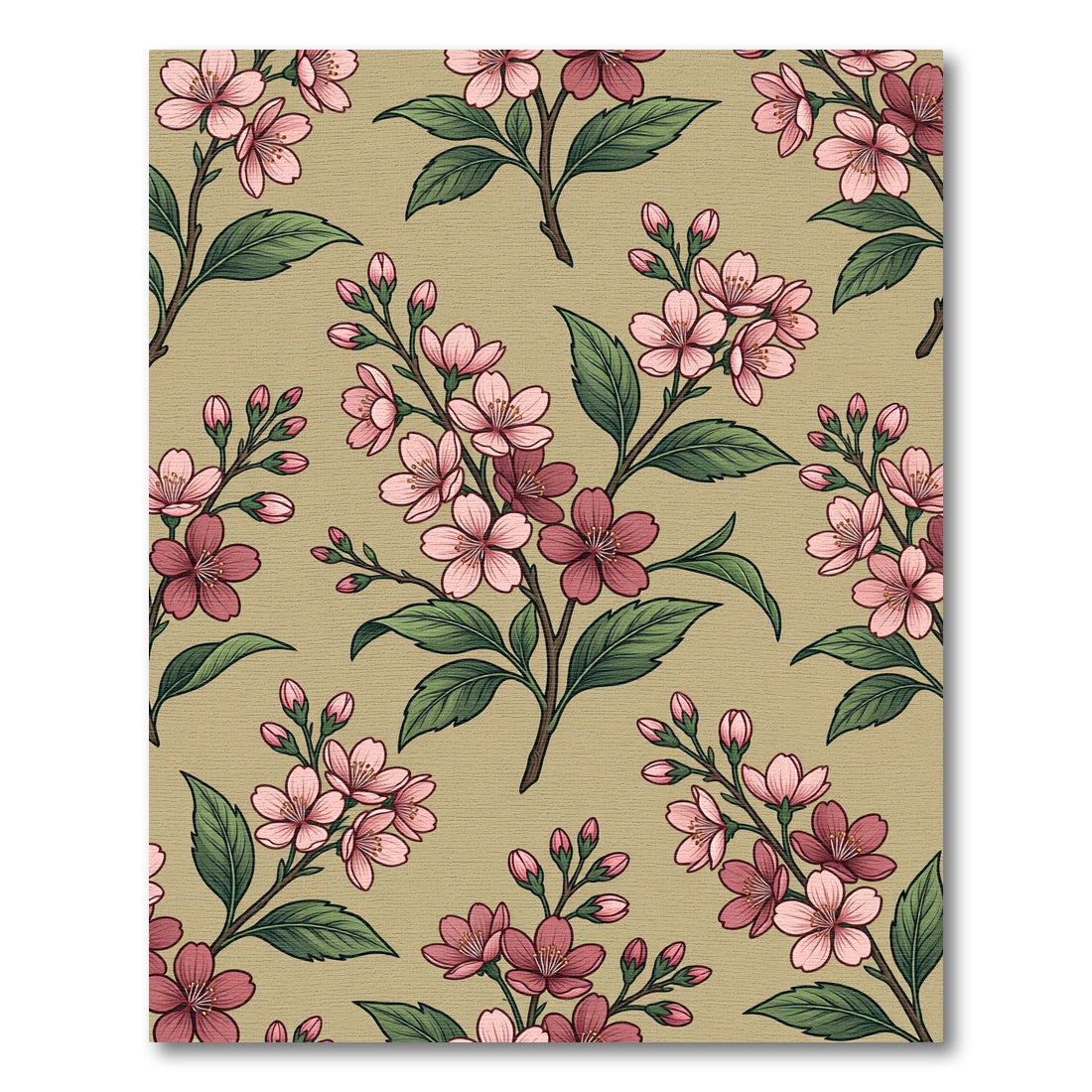 Blush Pink Cherry Blossom Floral Sage Rug