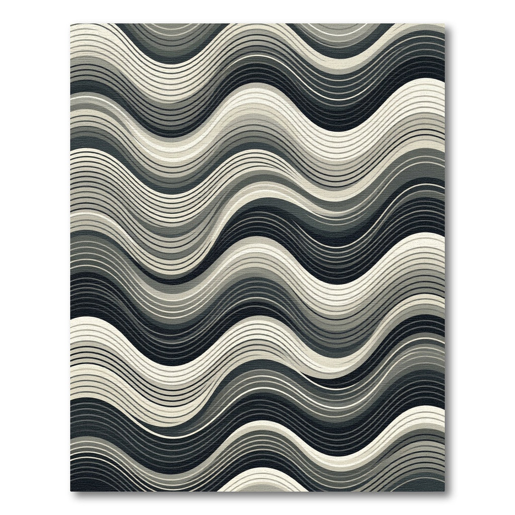Monochromatic Stripe Wave Composition Rug