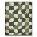 Aged Checkerboard Splatter Green Cream Rug