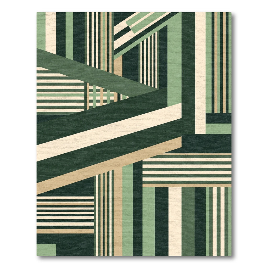 Modern Geometric Sage and Olive Stripe Rug