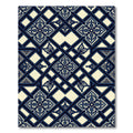 Navy Blue Damask Trellis Lattice Rug