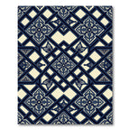 Navy Blue Damask Trellis Lattice Rug