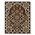 Ornate Bronze Geometric Arabesque Medallion Rug