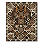 Ornate Bronze Geometric Arabesque Medallion Rug