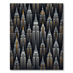 Art Deco Midnight Gold Skyscraper Wallpaper Rug