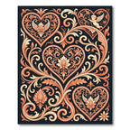Ornate Pink Heart Floral Scroll Rug