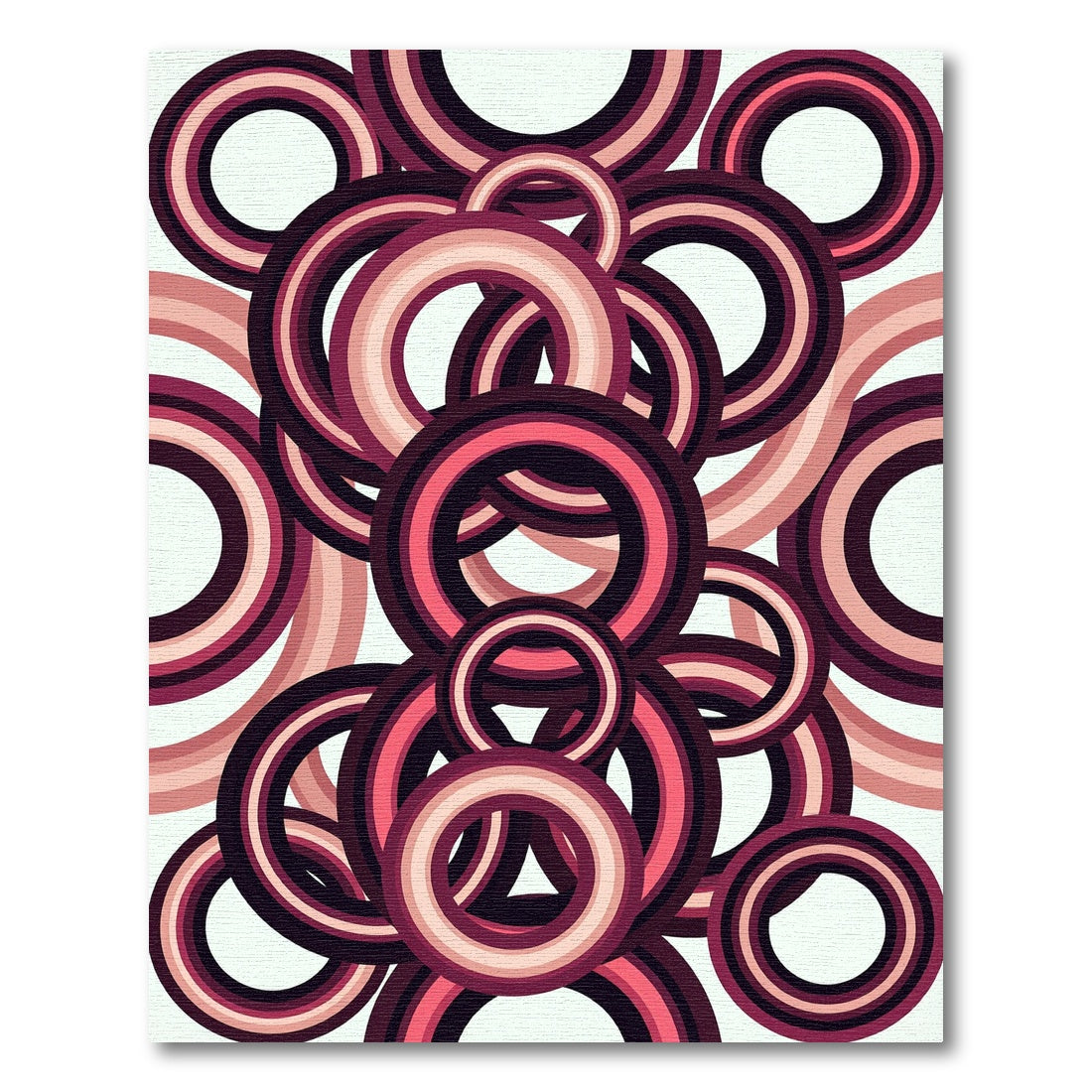 Retro Magenta Concentric Circles Rug