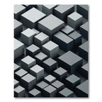 Modern Monochrome Geometric Three-dimensional Cube Block Rug