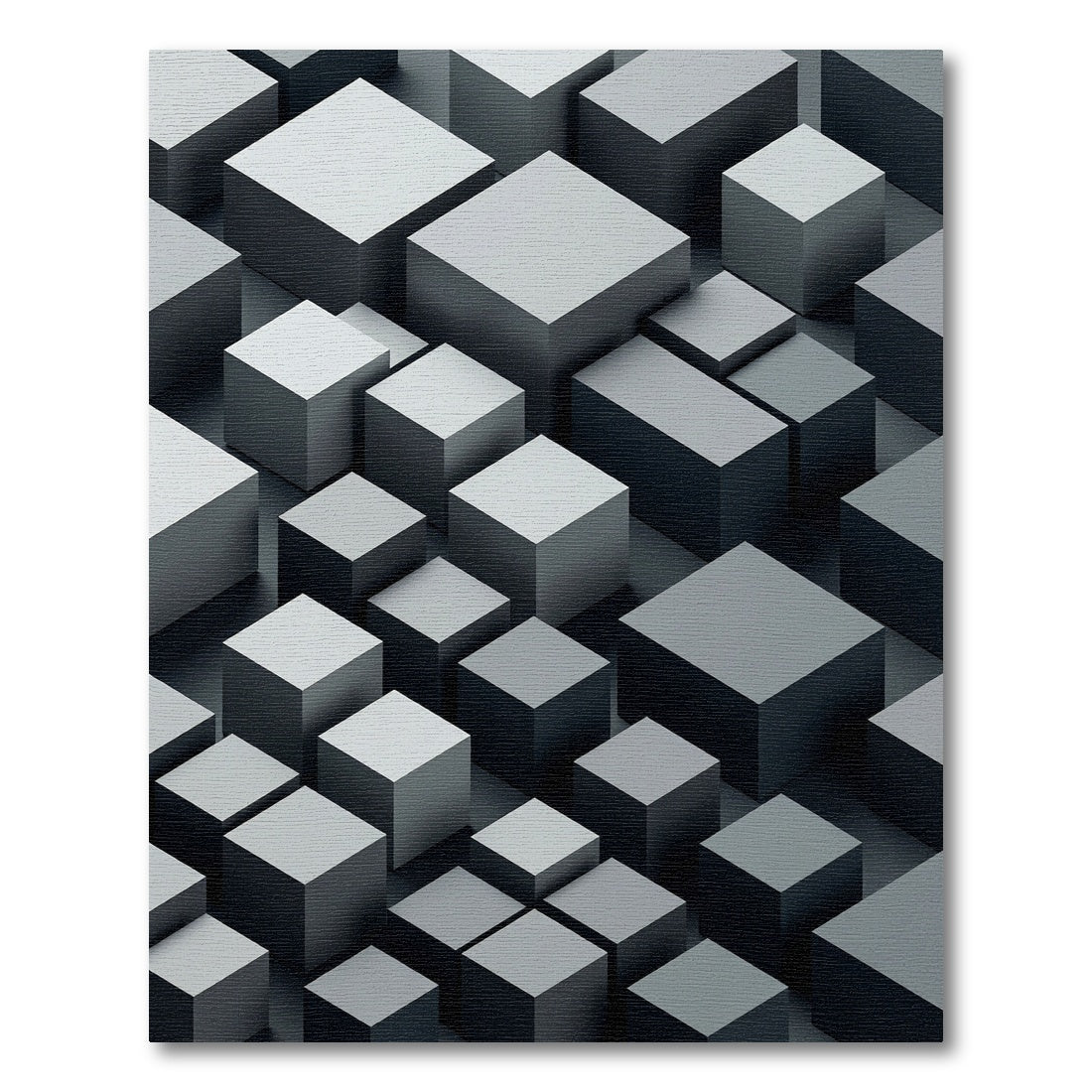 Modern Monochrome Geometric Three-dimensional Cube Block Rug