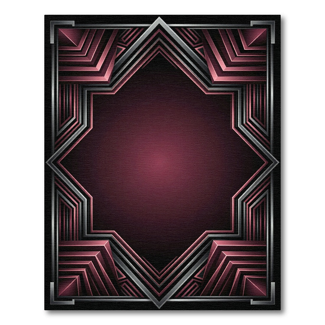 Crimson Art Deco Geometric Frame Rug