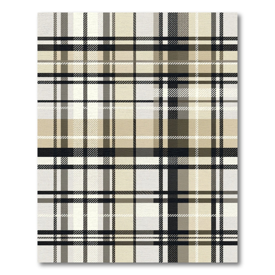 Modern Neutral Beige Plaid Grid Rug