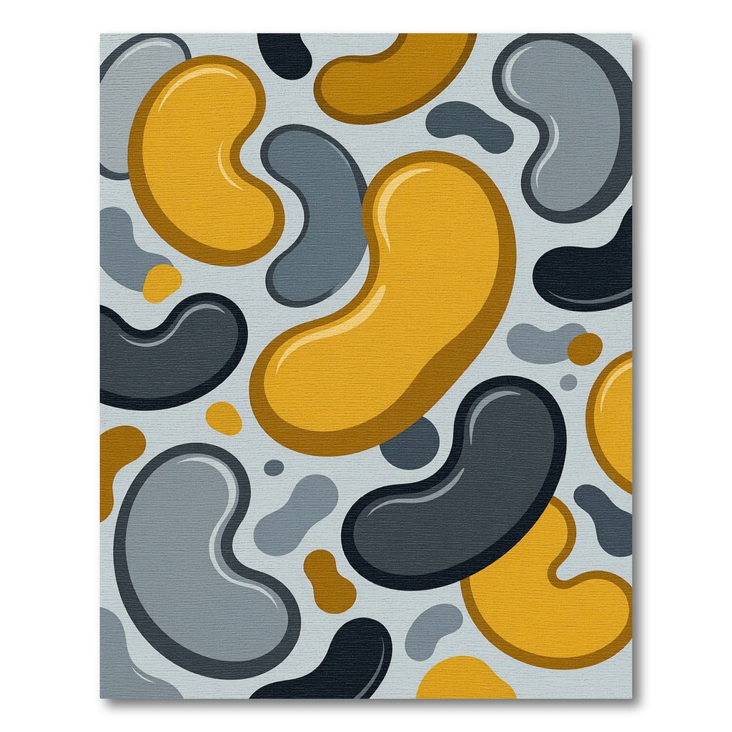 Abstract Yellow Gray Blob Arrangement Rug